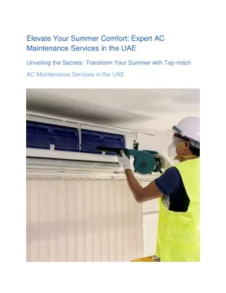 Elevate Your Summer Comfort: Expert AC Maintenance Services in the UAE