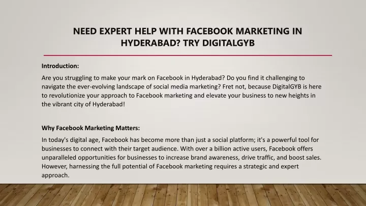 need expert help with facebook marketing in hyderabad try digitalgyb