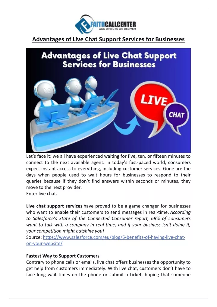 advantages of live chat support services