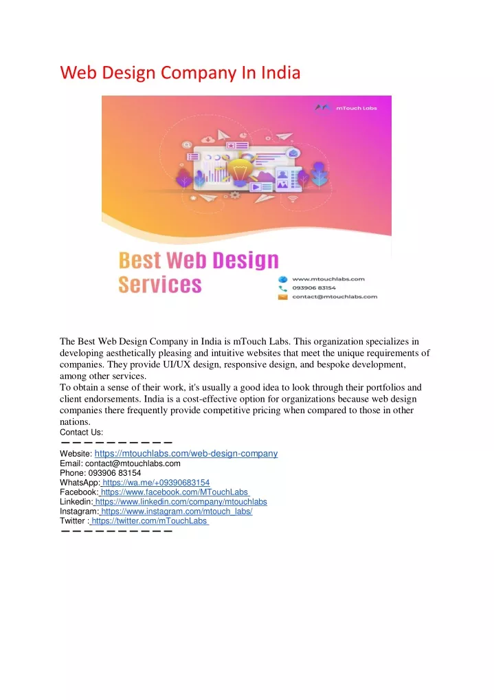 web design company in india