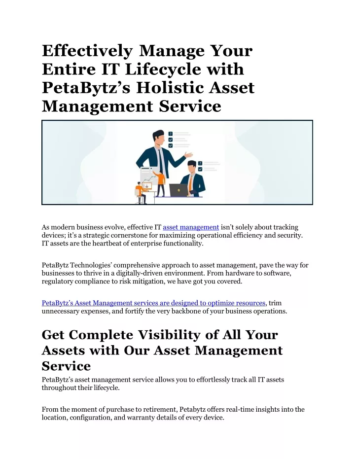 effectively manage your entire it lifecycle with petabytz s holistic asset management service
