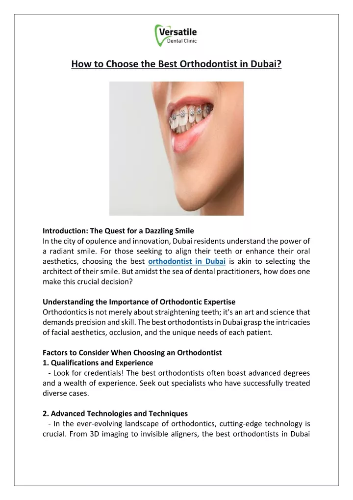 how to choose the best orthodontist in dubai