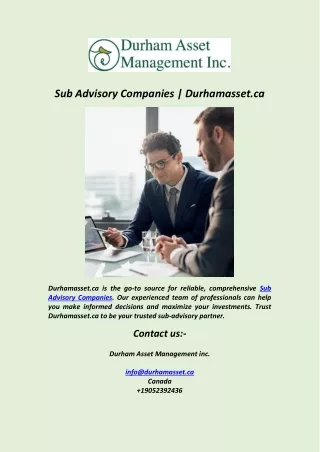 Sub Advisory Companies  Durhamasset.ca