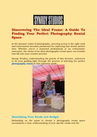 Best Photography Rental Space