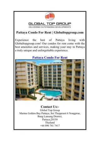 pattaya condo for rent globaltopgroup com