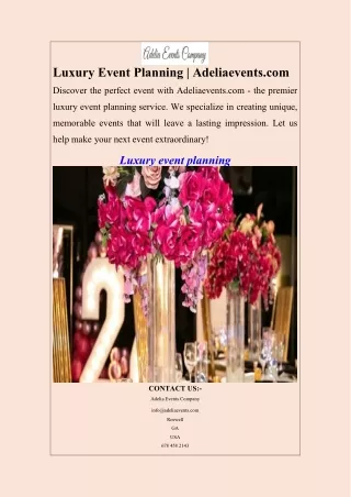 Luxury Event Planning  Adeliaevents.com