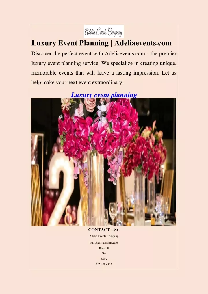 luxury event planning adeliaevents com