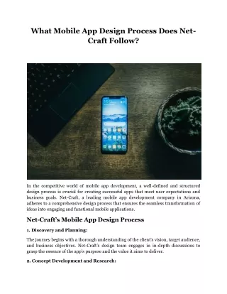 what mobile app design process does net craft