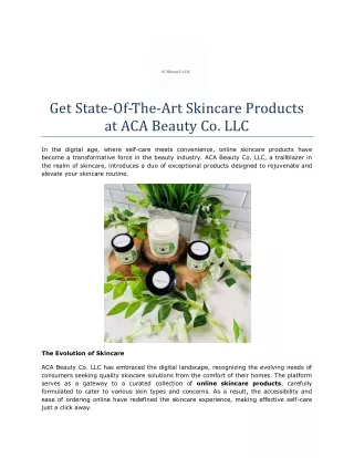 Get State-Of-The-Art Skincare Products at ACA Beauty Co. LLC