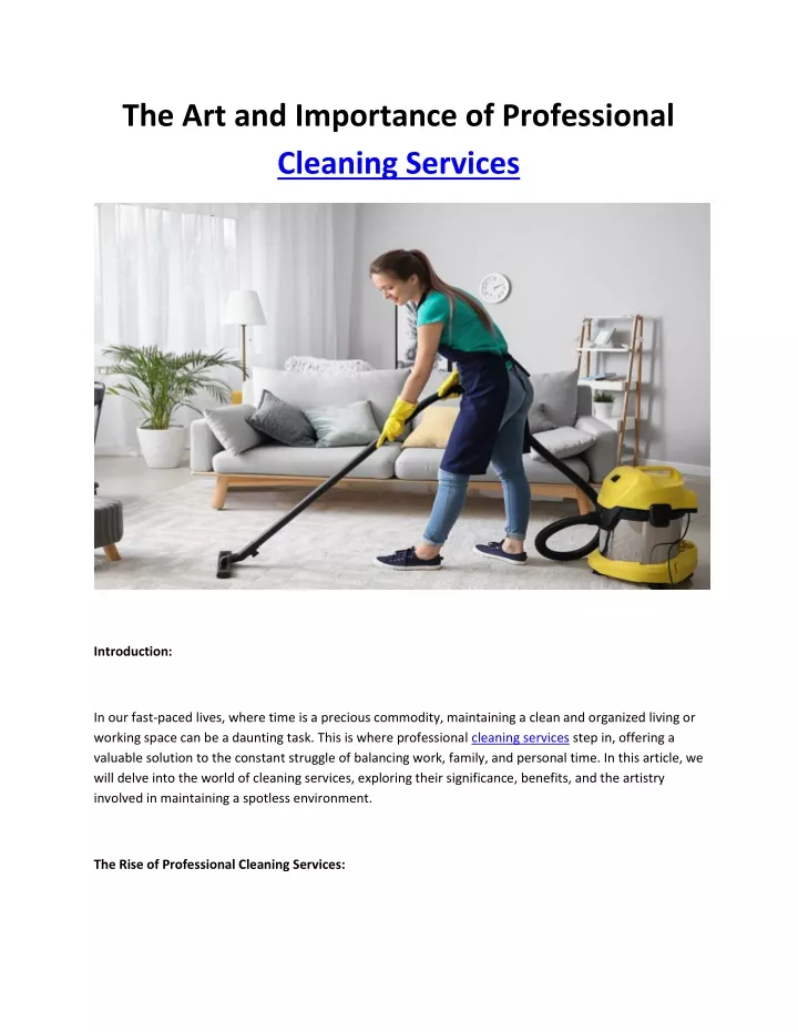 the art and importance of professional cleaning