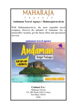 Andaman Travel Agency | Maharajatravels.in