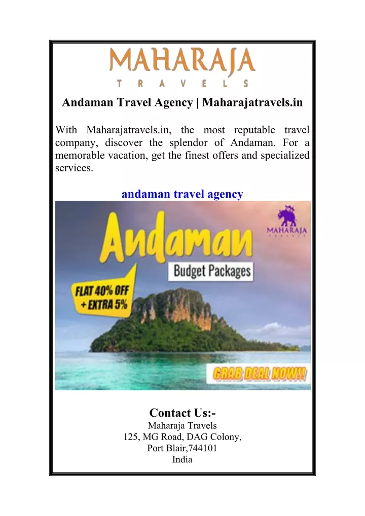 andaman travel agency maharajatravels in