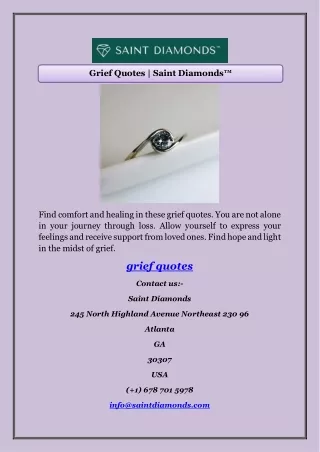 Grief Quotes | Saint Diamonds™