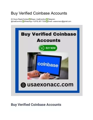 Buy Verified Coinbase Accounts - 100% Fully Verified & Safe