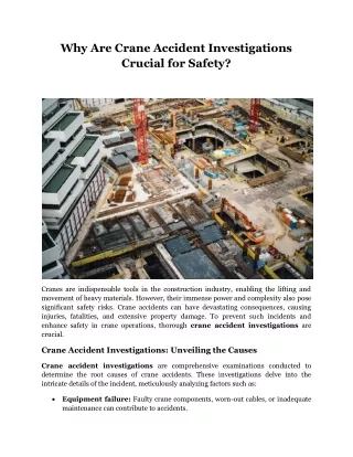 Why Are Crane Accident Investigations Crucial for Safety