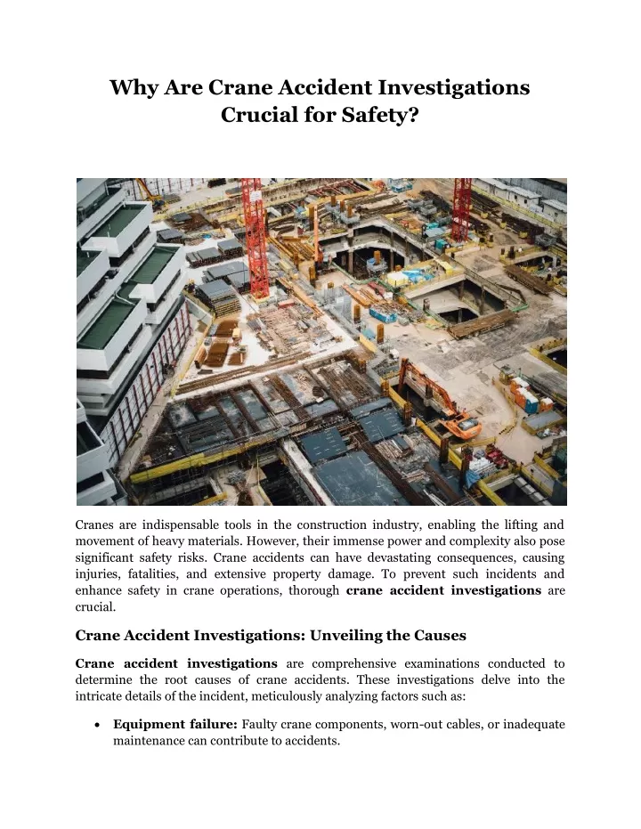 why are crane accident investigations crucial