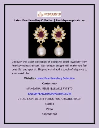 Latest Pearl Jewellery Collection  Pearlsbymangatrai