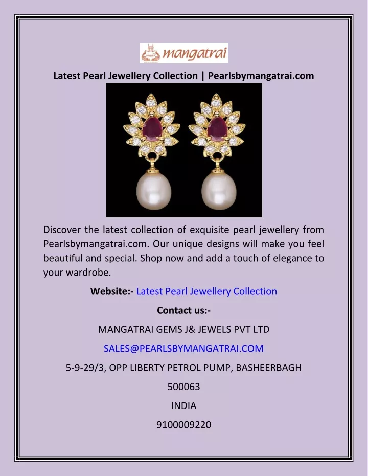 latest pearl jewellery collection
