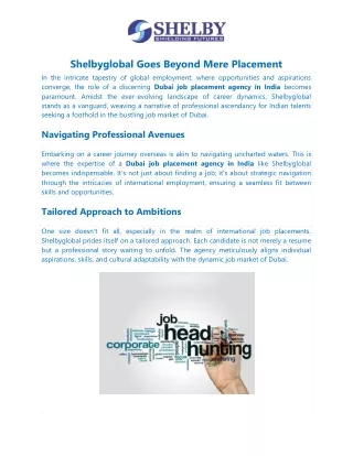 Shelbyglobal Goes Beyond Mere Placement