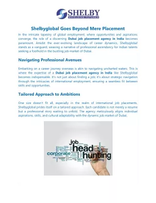 shelbyglobal goes beyond mere placement