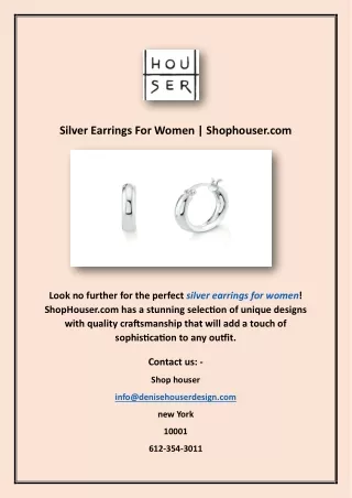 Silver Earrings For Women | Shophouser.com