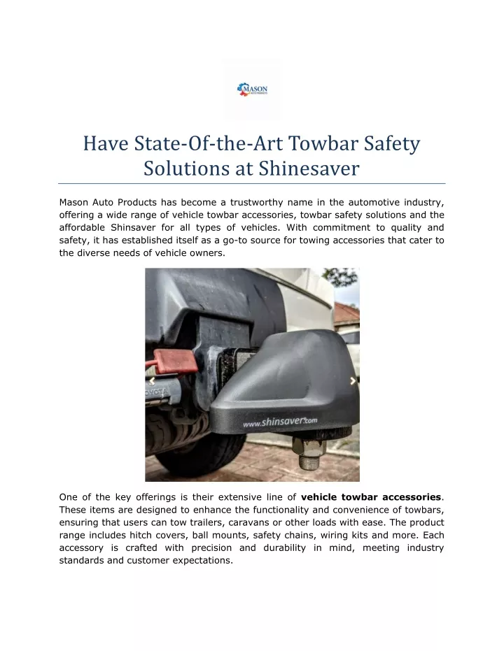 have state of the art towbar safety solutions