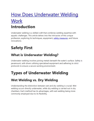 How Does Underwater Welding Work