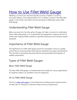 How to Use Fillet Weld Gauge