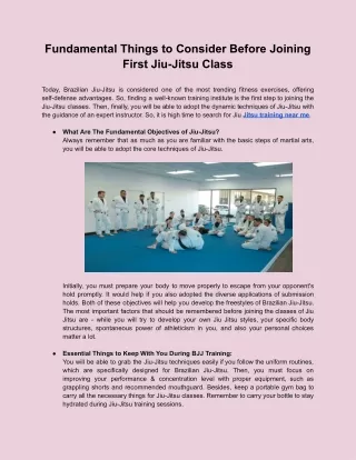 Fundamental Things to Consider Before Joining First Jiu-Jitsu Class.