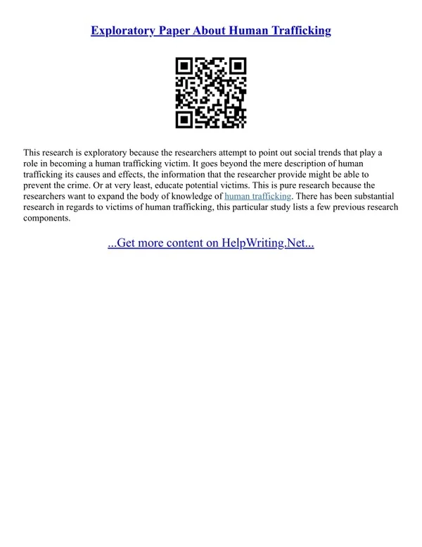 Human Trafficking Essay Topics