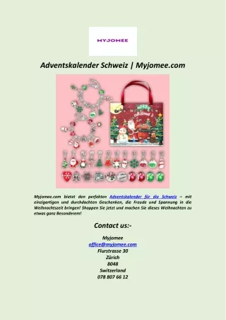 Adventskalender Schweiz  Myjomee.com