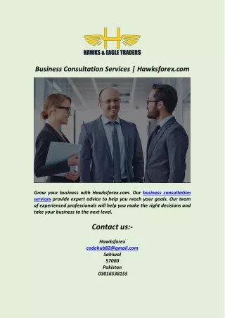 Business Consultation Services  Hawksforex.com