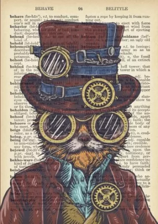 [Read]✔EBOOK⚡ Steampunk Cat Vintage Dictionary Artwork Notebook: 7 x 10 inch Ruled
