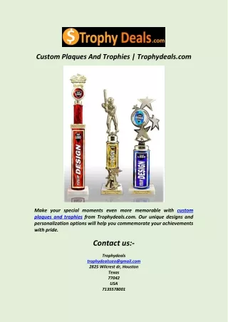 Custom Plaques And Trophies  Trophydeals.com