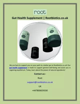 Gut Health Supplement  Rootbiotics.co.uk
