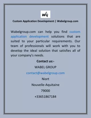 Custom Application Development  Wabelgroup