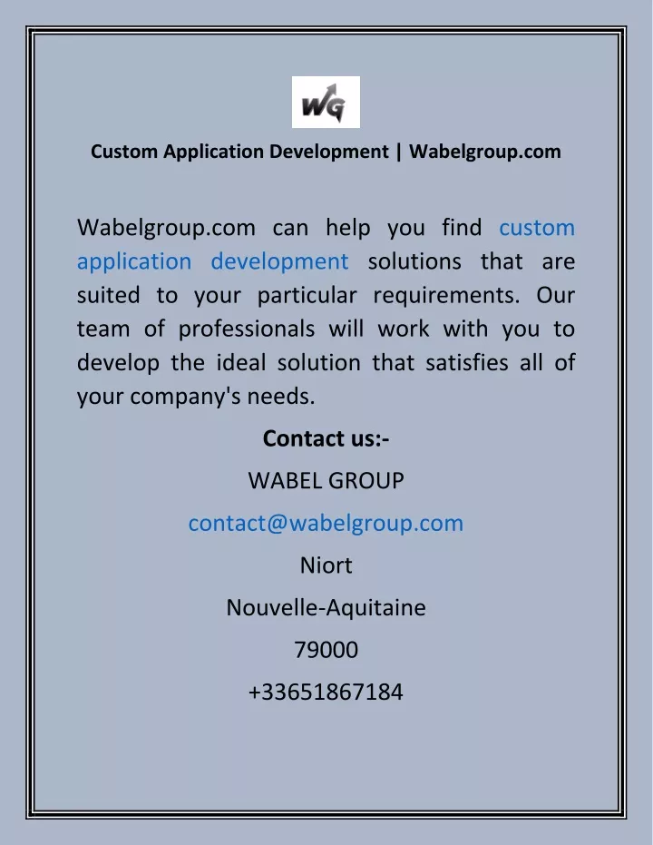 custom application development wabelgroup com