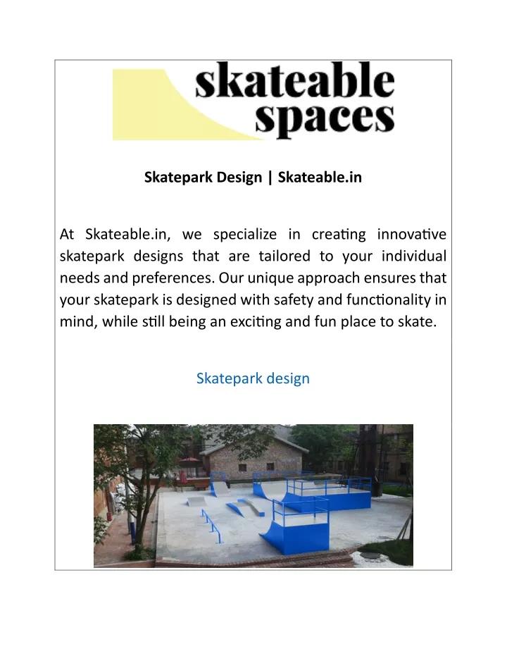 skatepark design skateable in