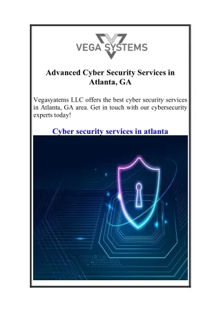 Advanced Cyber Security Services in Atlanta, GA