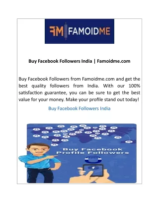 Buy Facebook Followers India  Famoidme