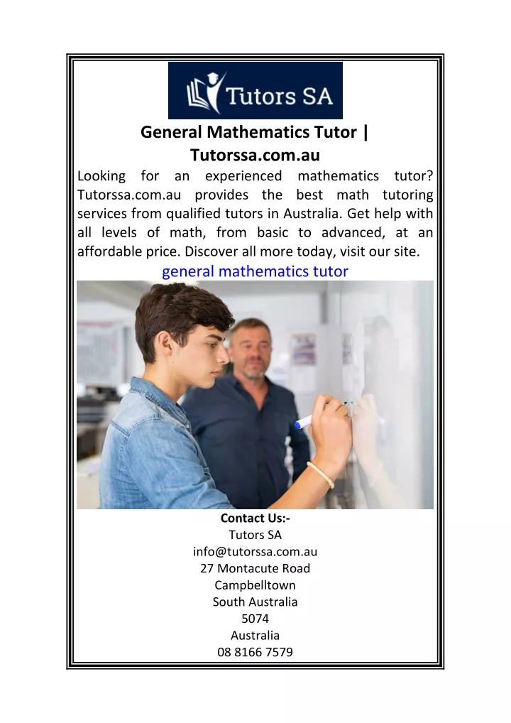 general mathematics tutor tutorssa