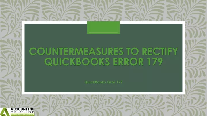 countermeasures to rectify quickbooks error 179