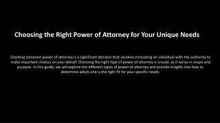 Choosing the Right Power of Attorney for Your Unique Needs