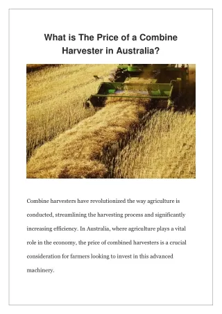 What is The Price of a Combine Harvester in Australia?
