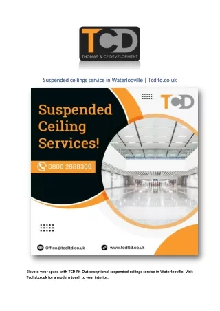 Suspended ceilings service in Waterlooville | Tcdltd.co.uk