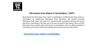 Microwave Oven Repair In Jamshedpur | OOTS