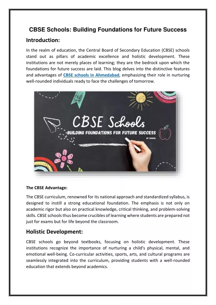 cbse schools building foundations for future