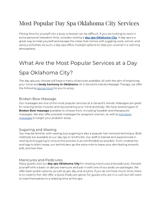 Most Popular Day Spa Oklahoma City Services