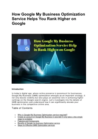 How Google My Business Optimization Service Helps You Rank Higher on Google