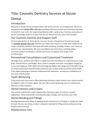 Cosmetic Dentistry Services at Stoute Dental